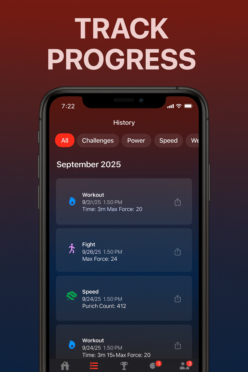 iPhone dashboard with force graph and quick stats cards